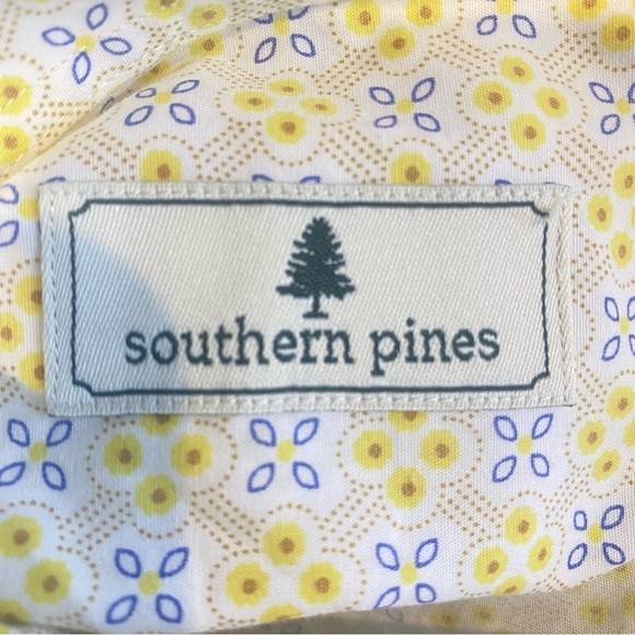 SOUTHERN PINES men size XXL long sleeve button up yellow tan floral casual shirt - Picture 6 of 7